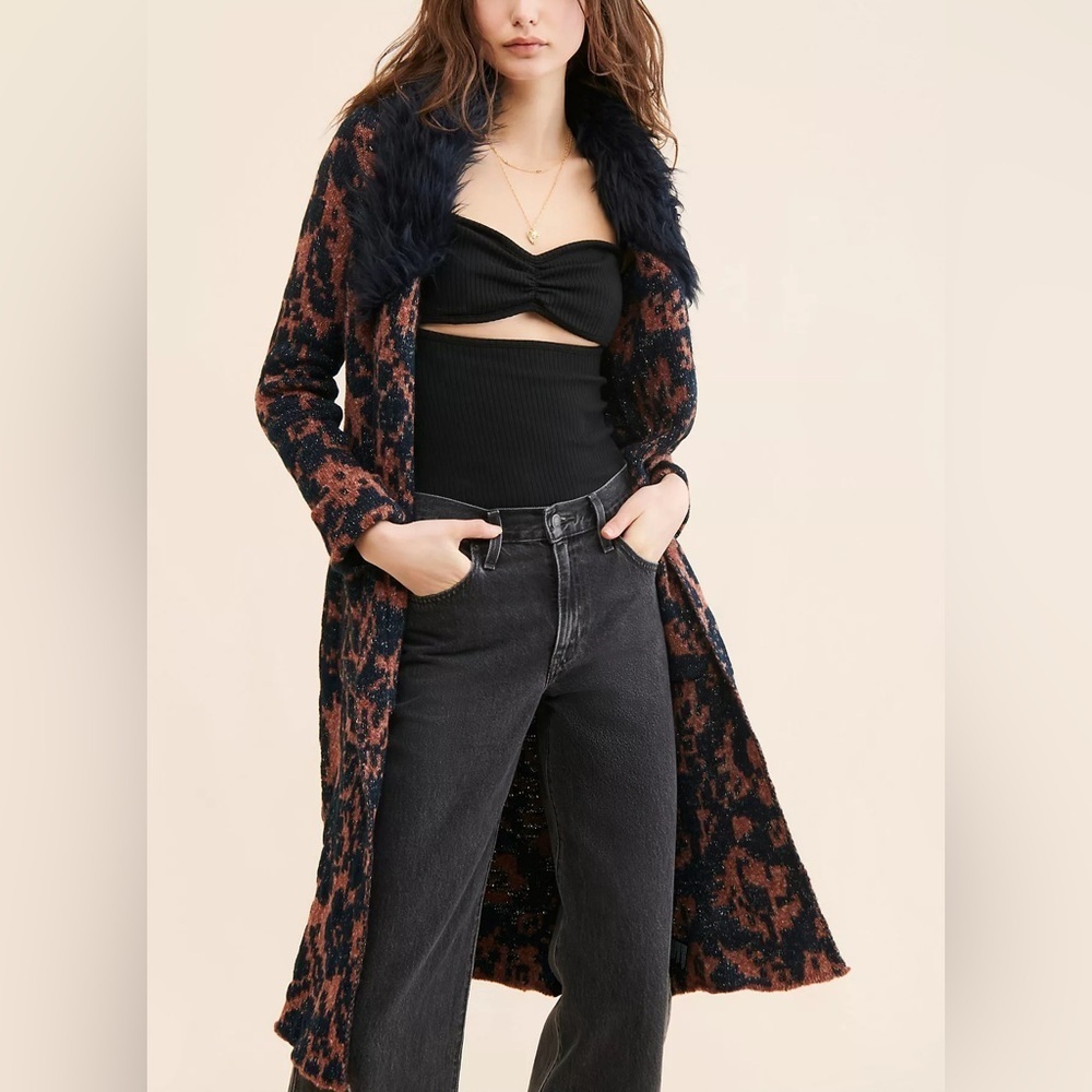 Anthropologie Black and Brown Knit Sweater